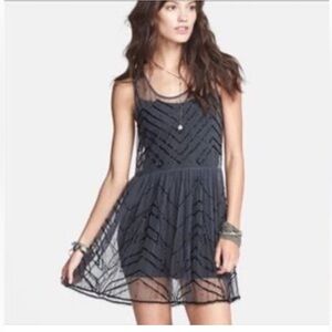 Free People Slip Dress with Beaded Embroidery